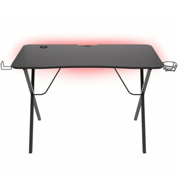 Геймърско бюро Genesis Holm 200 RGB, гейминг, RGB подсветка, поставка за слушалки, поставка за чаша, 3x USB 2.0, черно | JAR Computers Genesis Holm 200 RGB