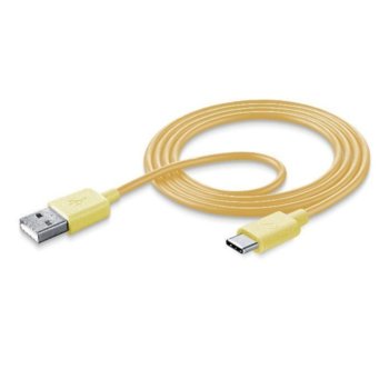 Кабел Cellular Line, от USB-A(м) към USB-C(м), 1m, жълт | JAR Computers Кабел данни Smart USB - Type-C