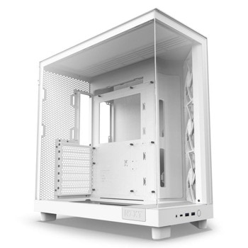 Кутия NZXT H6 Flow, ATX/mATX/Mini-ITX, 1x USB 3.2 Gen 2 Type-C, с прозорец, бяла, без захранване | JAR Computers NZXT H6 Flow White CC-H61FW-01