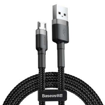 Кабел Baseus Cafule, от USB A(м) към USB Micro B(м), 2m, 7.5W, черен | JAR Computers Baseus Cafule CAMKLF-CG1