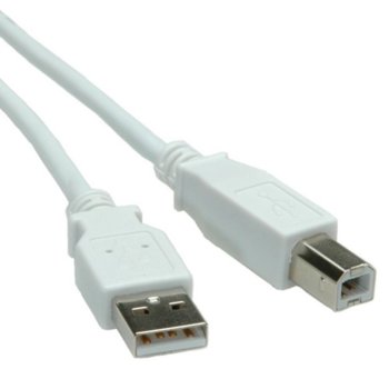 Кабел Roline S3101, USB A(м) към USB B(м), 0.8m, бял image