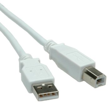 Кабел Roline S3101, USB A(м) към USB B(м), 0.8m, бял | JAR Computers Roline USB A(м) към USB B(м) 0.8m S3101