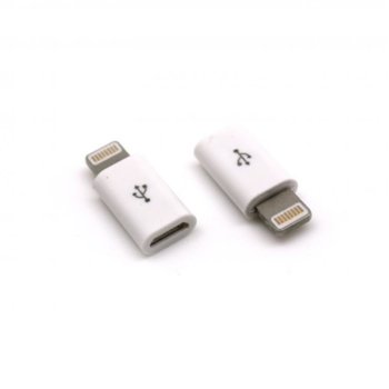 Адаптер Sbox AD.MUSB-IPH5, от micro USB-A(ж) към Lightning (8pin), бял | JAR Computers Sbox USB-A(м) към Lightning (8pin)