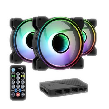 Вентилатори AeroCool MIRAGE12-PRO 120mm, 6 пинови, 1300 rpm, с включен адаптер и дистанционно, 3 броя | JAR Computers AeroCool MIRAGE12-PRO