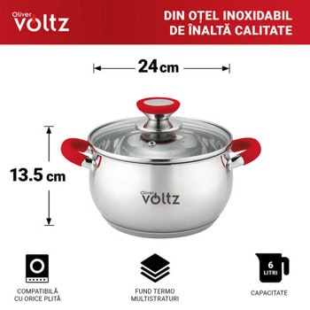 Тенджера Voltz OV51210N24 6l червена