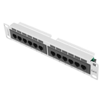 Пач панел Lanberg PPU6-9012-S, 12x порта, 10", 1U, Cat.6, IDC T568A/T568B, сив | JAR Computers Lanberg PPU6-9012-S