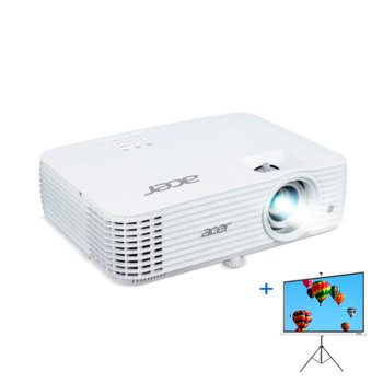 Проектор Acer P1555 (MR.JRM11.001) с подарък екран Acer T82-W01MW (82.5"), DLP, Full HD (1920 x 1080), 10,000:1, 4000 lm, HDMI, VGA, USB, AUX | JAR Computers Acer P1555 + T82-W01MW