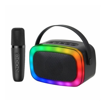 Комплект караоке колона и микрофон Kisonli G21, 1.0, 5W, Bluetooth, USB, Jack 3.5mm, черен, слот за SD карта, до 6 часа време на работа, RGB подсветка | JAR Computers Kisonli G21 Black 22268