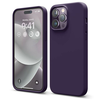 Soft Silicone Case за iPhone 14 Pro тъмнолилав