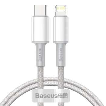 Кабел Baseus High Density 20W (CATLGD-02), от USB C(м) към Lightning(м), 1m, бял | JAR Computers Baseus CATLGD-02