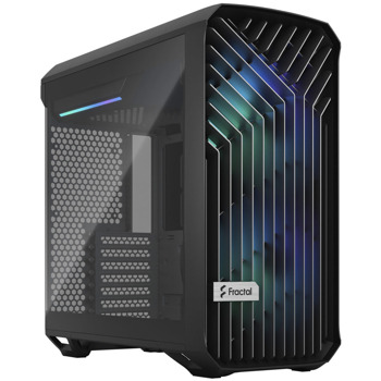 Кутия Fractal Design Torrent Compact Black RGB TG Light с подарък вентилатор Fractal Design Aspect 12 PWM RGB Black, 1x USB 3.1 Gen 2 Type-C, черна, без захранване | JAR Computers Fractal Design Torrent Compact Black RGB TG Light