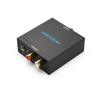 Аудио конвертор Vention BDFB0, от Toslink(ж) към 1x RCA(L/R)(ж), 1x Jack 3.5mm(ж), черен | JAR Computers Vention BDFB0
