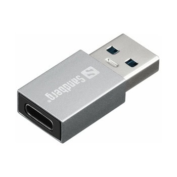 Преходник Sandberg 136-46, от USB-A(м) към USB-C(ж), сив | JAR Computers Преходник Sandberg 136-46