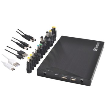 Външна батерия /power bank/ Sandberg, 20000mAh, подходяща за лаптоп, 1x DC in/out, USB A(ж), черна | JAR Computers Sandberg Powerbank 20000