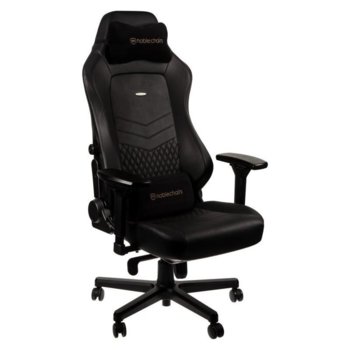 Геймърски стол noblechairs HERO Real Leather, естествена кожа, алуминиева база, 4D подлакътници, до 150 кг, черен | JAR Computers noblechairs HERO Real Leather Black