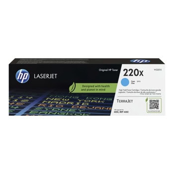 Тонер касета за HP LaserJet Pro 4202/4302 - Cyan - W2201X - HP 220X - Оригинална, заб.: 5500 брой копия | JAR Computers Тонер касета HP 220X Cyan W2201X