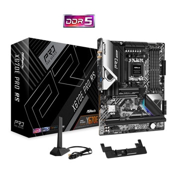 Дънна платка ASRock X670E Pro RS (90-MXBJ70-A0UAYZ), X670E, AM5, DDR5, PCI-E 5.0 (DP&HDMI), 6x SATA 6Gb/s, 5x M.2 slot, 2x USB 3.2 Gen1, ATX | JAR Computers ASRock X670E Pro RS 90-MXBJ70-A0UAYZ