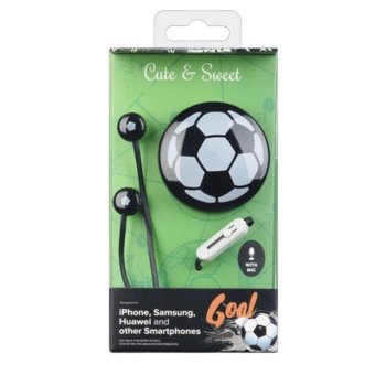 Слушалки Cellularline Cute & Sweet, Goal, микрофон, за деца, черен | JAR Computers Cellularline Cute & Sweet, Goal