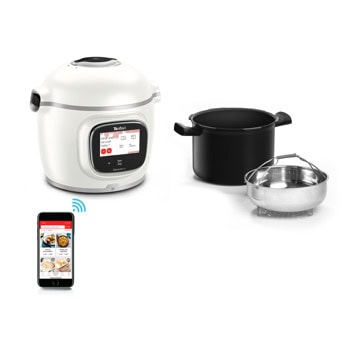 Мултифункционален уред за готвене Tefal Cook4me Touch Pro CY9441F2, 13 програми за готвене, незалепващо керамично покритие, вградена везна, бял | JAR Computers Tefal Cook4me Touch Pro CY9441F2