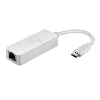 Мрежови адаптер D-Link DUB-E130, USB-C to RJ-45 10/100/1000, бял | JAR Computers Мрежови адаптер D-Link DUB-E130