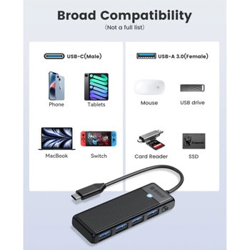 usb хъб orico papw4a-c3-015-wh-ep