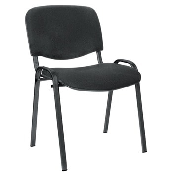 Посетителски стол ISO Black, до 120кг, дамаска, метална база, черен image