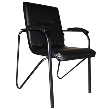 Посетителски стол Samba Chrome, до 120 кг, еко кожа, метална база, черен image