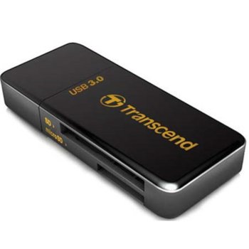 Четец за карти Transcend RDF5, USB 3.0, SDHC (UHS-I), SDXC (UHS-I), microSD, microSDHC (UHS-I), microSDXC (UHS-I), черен | JAR Computers Transcend RDF5 SD/microSD USB 3.0