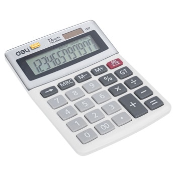 Калкулатор Deli Easy E1217, 12 разряден дисплей, настолен, с двойно захранване, бърза корекция, функция за запаметяване, бял | JAR Computers Калкулатор Deli Easy E1217