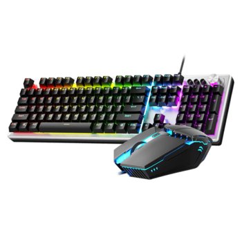 Комплект клавиатура и мишка Aula T200, гейминг, подсветка, оптична мишка (2400 dpi), USB, сив/черен image
