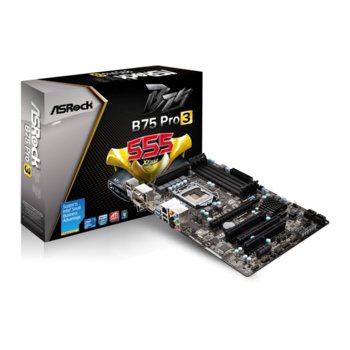 Дънна платка ASRock B75 Pro3, B75, LGA1155, DDR3, 2xPCI-E (CF) (HDMI & DVI), THX TruStudio™ SB7.1, Lan1000, 3xSATA 6Gb/s, 2xUSB3.0, ATX | JAR Computers ASRock B75 Pro3 LGA1155