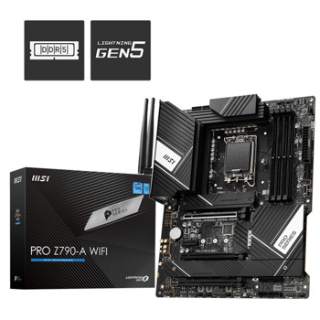 Дънна платка MSI PRO Z790-A WIFI, Z790, LGA1700, DDR5, PCIe 5.0, (DP&HDMI), 6 x SATA 3, 4x M.2, 1 x USB 3.2 Gen2x2 Type-C, Wi-Fi 6E, Bluetooth, ATX | JAR Computers MSI PRO Z790-A WIFI