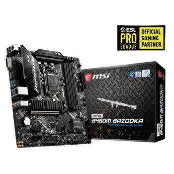 Дънна платка MSI MAG B460M BAZOOKA, B460, LGA1200, DDR4, PCI-E 3.0, 4x SATA 6Gb/s, 2x M.2, 4x USB 3.2 Gen1, Micro ATX | JAR Computers MSI MAG-B460M-BAZOOKA