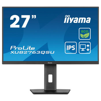 Монитор IIYAMA XUB2763QSU-B1, 27" (68.58 cm) IPS панел, 100Hz, WQHD, 2ms, 80 000 000:1, 350 cd/m2, DisplayPort, HDMI, USB | JAR Computers IIYAMA XUB2763QSU-B1