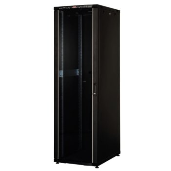 Комуникационен шкаф Lande LN-CK36U6080-BL, 19", 36U, 600 x 800 мм, стъклена врата, LCD термометър, черен | JAR Computers Lande LN-CK36U6080-BL
