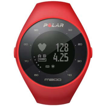 Смарт часовник Polar M200 с подарък каишка, GPS, Bluetooth, 1.02"(2.59 cm) дисплей, 4MB Flash памет, отчита главни дейности на организма, 100 спортни профила, червен | JAR Computers Polar M200 Red + подарък каишка