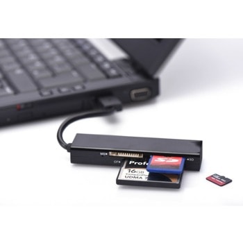 Четец за карти Ednet EDN-85240, USB 3.0, Compact Flash, SD Card, Micro SD/SDHC Card, Memory Sticks, черен image