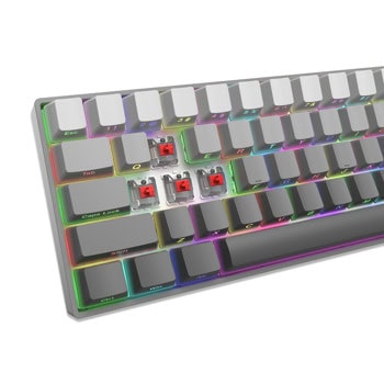 white shark nunchaku red switches grey