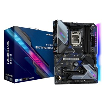 Дънна платка ASRock Z490 Extreme4, LGA1200, DDR4, PCI-E 3.0, (DisplayPort&HDMI),(CFX), 6x SATA 6Gb/s, 2x Ultra M.2, 1x USB 3.2 Gen2 Type C, ATX | JAR Computers ASRock Z490 EXTREME4