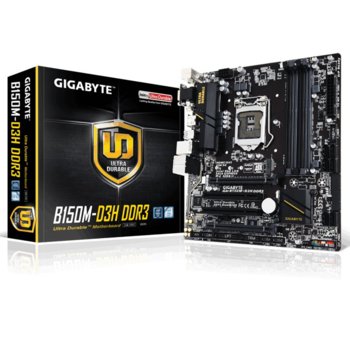 Дънна платка Gigabyte GA-B150M-D3H DDR3 (rev 1.0), B150, LGA1151, DDR3, PCI-E (HDMI&DVI)(CF), 6x SATA 6Gb/s, 1x SATA Express, 1x M.2 Socket, 4x USB 3.0, microATX | JAR Computers Gigabyte GA-B150M-D3H DDR3