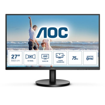 Монитор AOC Q27B3MA, 27"(68.58 см) VA панел, 75Hz, QHD, 4ms, 20 000 000:1, 250 cd/m2, DisplayPort, HDMI | JAR Computers AOC Q27B3MA