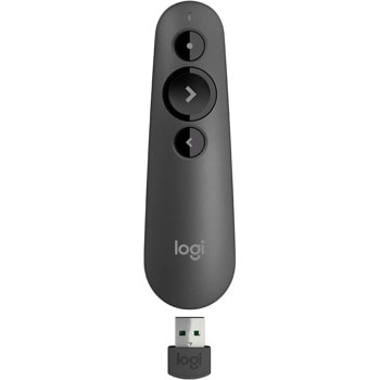 Лазерна показалка Logitech R500s Graphite, Bluetooth, Wireless 2.4GHz, тъмно-сива | JAR Computers Logitech R500s 910-005843