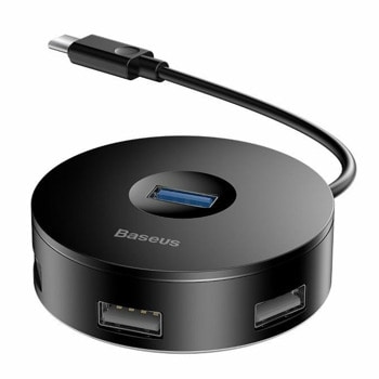 USB Хъб Baseus CAHUB-G01, 4 порта, от USB Type-C към 1x USB 3.2 Type-A, 3x USB 2.0 Type-A, черен | JAR Computers Baseus CAHUB-G01