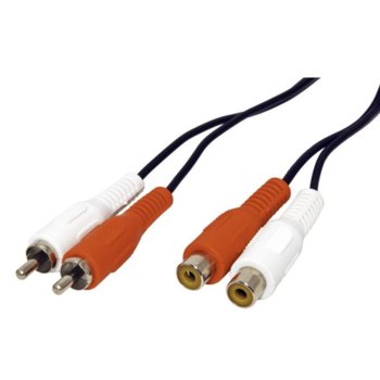 Кабел Roline 11.09.4326, от 2x RCA(м) към 2x RCA(ж), 5 m, черен | JAR Computers ROLINE 11.09.4326 2x RCA M-F 5.0 м
