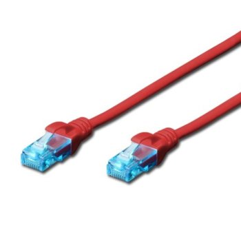 Пач кабел Cat.5e 0.5m UTP червен Assmann