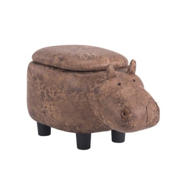 Детска табуретка с ракла - кафяв хипопотам