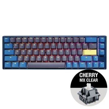 Клавиатура Ducky One 3 Daybreak SF 65, жична, гейминг, механична, Cherry MX Clear суичове, RGB подсветка, синя/лилава, USB image
