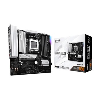 Дънна платка ASRock B850M PRO RS, B850, AM5, DDR5, PCI-E 5.0 (DP&HDMI), 4x SATA 6Gb/s, 4x M.2 slots, 1x USB 3.2 Gen 2 Type-A, 1x USB 3.2 Gen 2 Type-C, 2.5GbE LAN, microATX | JAR Computers ASRock B850M PRO RS