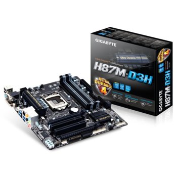 Дънна платка Gigabyte H87M-D3H, H87, LGA1150, DDR3, PCI-E (HDMI&DVI)(CF), 6x SATA 6Gb/s, 4x USB 3.0, microATX | JAR Computers Gigabyte H87M-D3H