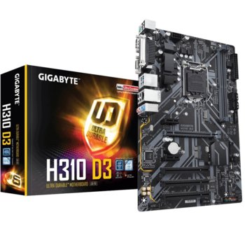 Дънна платка Gigabyte H310 D3 R1.0, H310, LGA1151, DDR4, PCI-Е (D-Sub&HDMI), 4x SATA 6Gb/s, 1x M.2, 2x USB 3.1 Gen 1, ATX | JAR Computers Gigabyte H310 D3 rev1.0